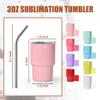 AGH 3 oz Mini Tumbler Shot Glass with Straw and Lid White Stainless Steel Sublimation Tumblers Double Wall Vacuum Insulated Cups, 6 Pack view 2