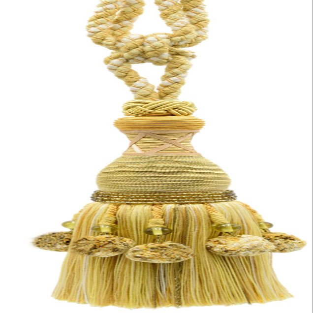 DCOPRO Marrakesh Collection Tassel Tieback with Beaded Poms Tassel Length 10" (25cm) 30" Spread (76cm) (Style# TBRW10) Golden Olive Green Multicolor #VL07 (Light Gold Olive Green) Sold Individually