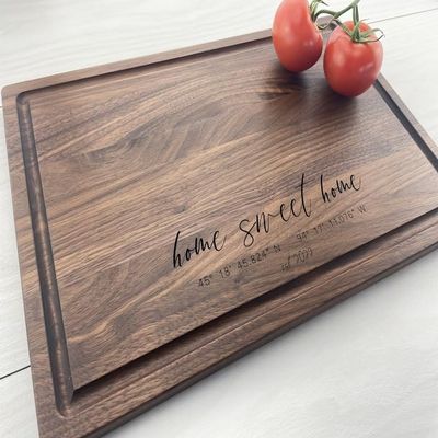 Personalized Cutting Board - Housewarming, Realtor Gift, Home Sweet Home, Coordinates, First Home Gift, New Home Owner, Notary Present, 310 (Maple, 12" x 8")