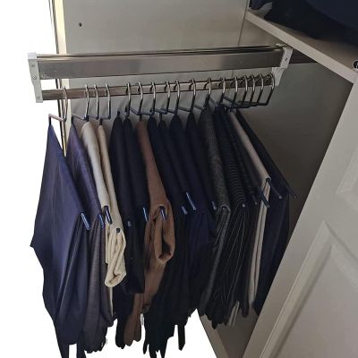 DONGYUE Heavy Duty Retractable Closet Clothes Hanger Rail, Adjustable Pull-Out Closet Rod 30cm-80cm, Wardrobe Clothing Rail, Closet Organizer Rack for Pants and Coat, 9 Sizes (Size : 70cm/27.5in)