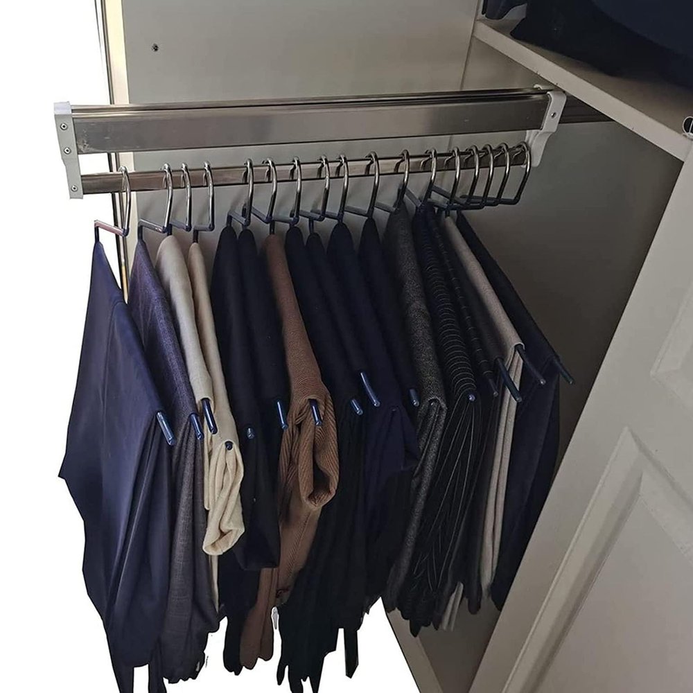 DONGYUE Heavy Duty Retractable Closet Clothes Hanger Rail, Adjustable Pull-Out Closet Rod 30cm-80cm, Wardrobe Clothing Rail, Closet Organizer Rack for Pants and Coat, 9 Sizes (Size : 70cm/27.5in)