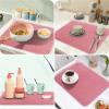 GeeRic Microfiber Dish Drying Mat, Super Absorbent Kitchen Dish Drying Pad for Valentine's Day, Reversible Gift Mats for Countertop, 12 * 16 inch Pink view 4