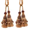 DCOPRO Marrakesh Collection Tassel Curtain and Drapery with Beaded Poms Tassel Tieback, Length 10" (25cm), Spread 34" (86cm) # TBRW102 #VL02 (Red Orange, Light Orange, Forest Green) Set of 2 view 1