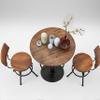 3-Piece Bar Stools & Table Set, 42" Tall Round Standing Pub Bistro Cocktail Table, with 2 Adjustable Swivel Backs Stools 26"-32", Rustic Industrial,Space-Saving,Wood Top,Mostly Welded(Black & Brown) view 1