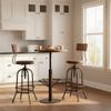 3-Piece Bar Stools & Table Set, 42" Tall Round Standing Pub Bistro Cocktail Table, with 2 Adjustable Swivel Backs Stools 26"-32", Rustic Industrial,Space-Saving,Wood Top,Mostly Welded(Black & Brown) view 3