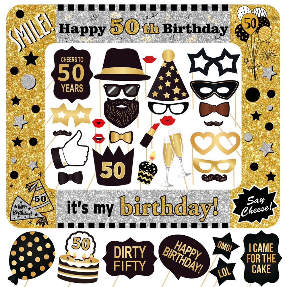 The DaPai 50th Birthday Inflatable Photo Booth Set - Giant Selfie Photo Booth Frame & Props - Polyvinyl Chloride