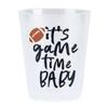 Slant Collections Football Cocktail Glasses 8-Count Reusable BPA-Free Plastic Party Cups, 16-Ounce, It's Game Time Baby view 1