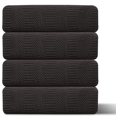 Ferdilan 4 Piece Oversized Bath Towels Set 35x70 Inches, Black Brown Extra Large Soft Bath Sheet Chair Towels 600 GSM Highly Absorbent Quick Dry Towels Set for Bathroom Hotel Spa