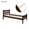 Bed Frames Twin, Wooden Bed Frame Espresso Solid Wood Bed Frame with Headboard and Wooden Slat Support view 2