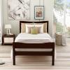Bed Frames Twin, Wooden Bed Frame Espresso Solid Wood Bed Frame with Headboard and Wooden Slat Support view 3