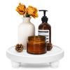 EOSAHR Decorative Wooden Riser for Home Decor : Farmhouse Display Stand for Kitchen Counter, Bathroom Sink and Home Decor - Rustic Round Waterproof Pedestal Tray for Soap, Plant Holder (White) view 1