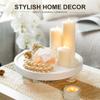 EOSAHR Decorative Wooden Riser for Home Decor : Farmhouse Display Stand for Kitchen Counter, Bathroom Sink and Home Decor - Rustic Round Waterproof Pedestal Tray for Soap, Plant Holder (White) view 2