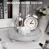EOSAHR Modern Wooden Risers for Display: Farmhouse Pedestal Stand for Home, Kitchen and Bathroom Counter Decor - Stylish Round Waterproof Decorative Tray for Organize Soap, Sink, Jewelry (Gray) view 2