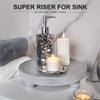 EOSAHR Modern Wooden Risers for Display: Farmhouse Pedestal Stand for Home, Kitchen and Bathroom Counter Decor - Stylish Round Waterproof Decorative Tray for Organize Soap, Sink, Jewelry (Gray) view 3