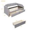 Banemi Sofa Bed Frames, Full Daybed Gray Velvet for Living Room with Drawers and Wood Slat Support view 2