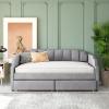 Banemi Sofa Bed Frames, Full Daybed Gray Velvet for Living Room with Drawers and Wood Slat Support view 3