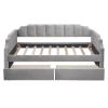 Banemi Sofa Bed Frames, Full Daybed Gray Velvet for Living Room with Drawers and Wood Slat Support view 4