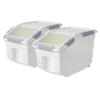 20Lbs 2 Pack Food Storage Container with Scoop, Airtight Rice Storage Bins Flour Containers Pet Food Dispenser with Handle & Wheels, Plastic Kitchen Pantry Organization for Cereal Baking Supplies view 1