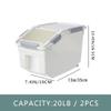 20Lbs 2 Pack Food Storage Container with Scoop, Airtight Rice Storage Bins Flour Containers Pet Food Dispenser with Handle & Wheels, Plastic Kitchen Pantry Organization for Cereal Baking Supplies view 2