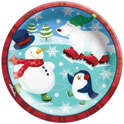 Amscan Holiday Fun Round Paper Plates - Multi-color Pack of 8, 8.5"