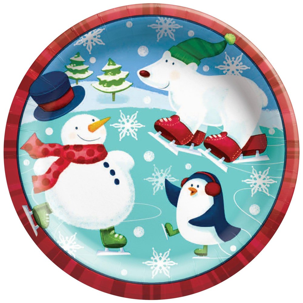 Amscan Holiday Fun Round Paper Plates - Multi-color Pack of 8, 8.5"