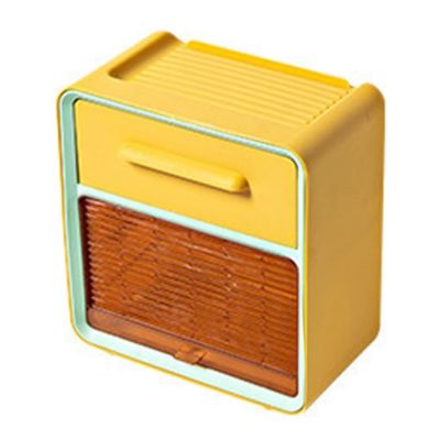 Tissue Box Cover Wall Mount Bathroom Storage with Removable Crossbar Clamshell Door, Non Marking Paste Waterproof Toilet Tissue Holder for Bathroom or Kitchen ( Color : Yellow , Size : Double layer )