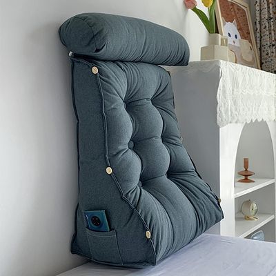 Reading Pillow With Neck, Triangular Headboard Backrest, Lumbar Support Cushion, Back Support Pillow For Back Support, Bed, Gaming, Reading, Relaxing Or Watching TV ( Color : Grey B , Size : 45*45*20c
