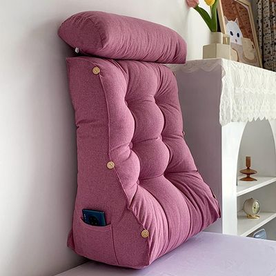 Reading Pillow With Neck, Triangular Headboard Backrest, Lumbar Support Cushion, Back Support Pillow For Back Support, Bed, Gaming, Reading, Relaxing Or Watching TV ( Color : Red , Size : 60*50*20cm )