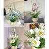 Artificial Flower in Pot Magnolia Flower Artificial Flower with Round Gold Vase Fake Leaf Floral Flower Arrangement Silk Flower for Wedding Outdoor Home Decoration Artificial Plant Flower Arrangement view 4