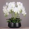Artificial Flower in Pot Orchids Artificial Silk Flowers Phalaenopsis - Orchid Faux Flowers in Black Ceramic Pot - Wedding Party Dining Table Centerpiece Decor Artificial Plant Flower Arrangement view 2