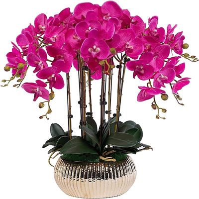 Artificial Phalaenopsis With Vase Artificial Orchid Bonsai Artificial Fake Plant Dining Room Table Centerpiece Wedding Decorations Living Room Arrangement Decor Artificial Plant Flower Arrangement ( C