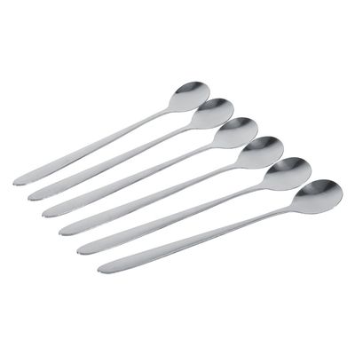 Tea Spoons Set, Long Handle Coffee Spoons Set of 6, Stainless Steel Mini Ice Cream Spoon, Mirror Polished Silveware Set, Sliver Spoons for Coffee Dessert Cake Ice Cream Soup