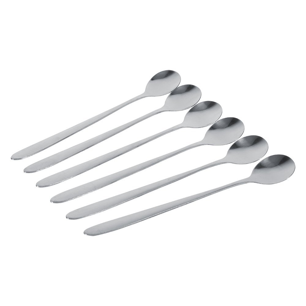 Tea Spoons Set, Long Handle Coffee Spoons Set of 6, Stainless Steel Mini Ice Cream Spoon, Mirror Polished Silveware Set, Sliver Spoons for Coffee Dessert Cake Ice Cream Soup