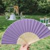 70pcs Personalized Fans for Wedding Favors Bulk, Custom Hand Fans for Guests/Bridal/Bridesmaid, Customize Silk Decorative Folding Fans Women Foldable, Birthday Party Fans Gifts, Bamboo Fans Lavender view 2