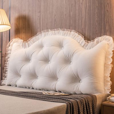 ZZYK Wedge Headboard Pillow Reading Pillow L Bedside Cushion Double Sofa Large Back,Removable Headboard Bolster Support Pillow for Bedroom Tatami Daybed Bunk Bed,White,King/78.7 inches