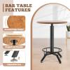 AA Products Industrial Bar Table 29.5-39.4" Adjustable Height Ring Footrest Design Pub Table Pub Cocktail Table Counter Bar Table (Matte Black Base, Brown Wooden Top) view 3