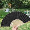 80pcs Personalized Fans for Wedding Favors Bulk, Custom Hand Fans for Guests/Bridal/Bridesmaid, Customize Silk Decorative Folding Fans Women Foldable, Birthday Party Fans Gifts, Bamboo Fans, Black view 2
