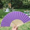 80pcs Personalized Fans for Wedding Favors Bulk, Custom Hand Fans for Guests/Bridal/Bridesmaid, Customize Silk Decorative Folding Fans Women Foldable, Birthday Party Fans Gifts, Bamboo Fans, Purple view 2