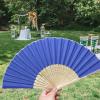 30pcs Personalized Fans for Wedding Favors Bulk, Custom Hand Fans for Guests/Bridal/Bridesmaid, Customize Silk Decorative Folding Fans Women Foldable, Birthday Party Fans Gifts, Bamboo Fan Dark Blue view 2