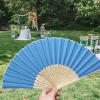 70pcs Personalized Fans for Wedding Favors Bulk, Custom Hand Fans for Guests/Bridal/Bridesmaid, Customize Silk Decorative Folding Fans Women Foldable, Birthday Party Fans Gifts, Bamboo Fans Sky Blue view 2