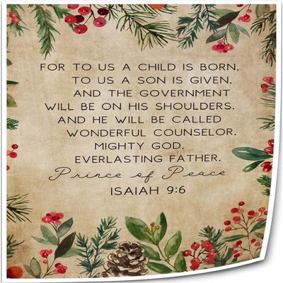 Maiplren Isaiah 9 6 Wall Art Bible Verse Poster Christian Scripture Wall Decoration Painting Canvas Set Print Artwork Giclee Fine Art (20x30inch(50x75cm),Unframed)