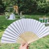 70pcs Personalized Fans for Wedding Favors Bulk, Custom Hand Fans for Guests/Bridal/Bridesmaid, Customize Silk Decorative Folding Fans Women Foldable, Birthday Party Fans Gifts, Bamboo Fans, White view 2