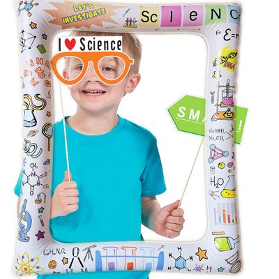 1pc Science Theme Inflatable Photo Booth Selfie Frame Giant Mad Science Party Blow Up Picture Frame for Boys Girls Birthdays Baby Showers Astronomy Biology Chemistry Physics Party Decor