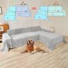 HANDONTIME Grey Sofa Cover for Couch Boho Couch Cover for 3 Seat Dog Couch Cover Love Seat Couch Covers Light Grey Sectional Cover 71" X118" Tassel Chenille Herringbone Sofa Covers Washable view 3
