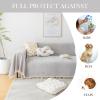 HANDONTIME Grey Sofa Cover for Couch Boho Couch Cover for 3 Seat Dog Couch Cover Love Seat Couch Covers Light Grey Sectional Cover 71" X118" Tassel Chenille Herringbone Sofa Covers Washable view 4