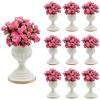 White Metal Urn Planter Compote Vase - 10 Pcs Wedding Centerpiece Vase, 6.7" Trumpet Pedestal Vase Pot for Party, Home Decor, Flower Arrangement view 1