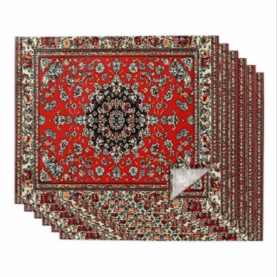 Abstract Red Cloth Napkins Set of 6 - Washable Dinner Napkins Reusable Table Napkins for Party Weeding Dining Table Setting Decoration,Vintage Distressed Traditional Oriental Boho Tribal Oversized