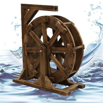 Water Fountain for Garden,Wood Water Wheel Waterfall Fountain,Ornamental Waterwheel Fountain,Rustic Design Feng Shui Wheels Fountain for Indoor Outdoor Patio Pond Pool,Easy Assembly (Size : 80cm)