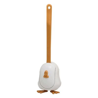 POCHY Creative Cute Toilet Brush and Stand, Plastic Long Handle Toilet Cleaner Brush Silicone Brush Head Toilet Scrubber