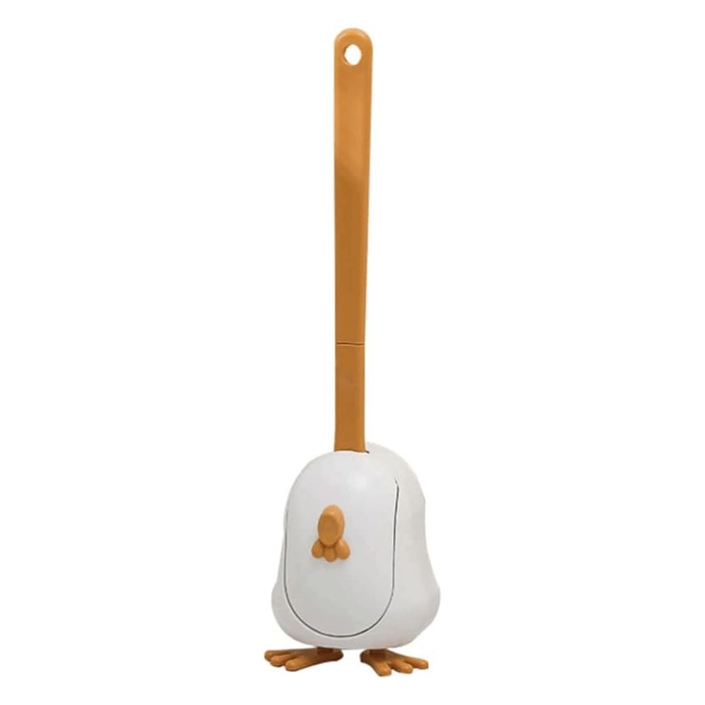POCHY Creative Cute Toilet Brush and Stand, Plastic Long Handle Toilet Cleaner Brush Silicone Brush Head Toilet Scrubber